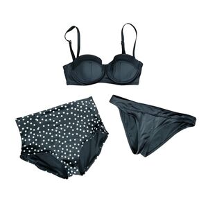 Adore Me Bikini Set 30D Bikini Top & Size S Bikini Bottoms Black & Polka Dot